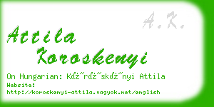 attila koroskenyi business card